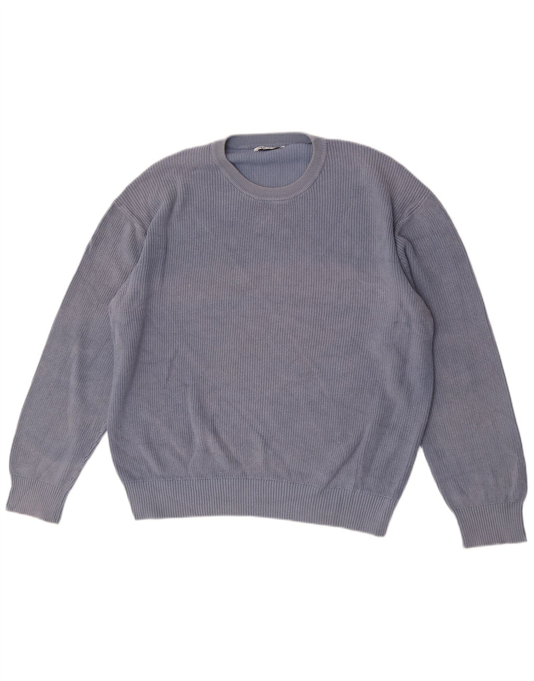 Zara Mens Crew Neck Jumper Sweater Large Blue Cotton