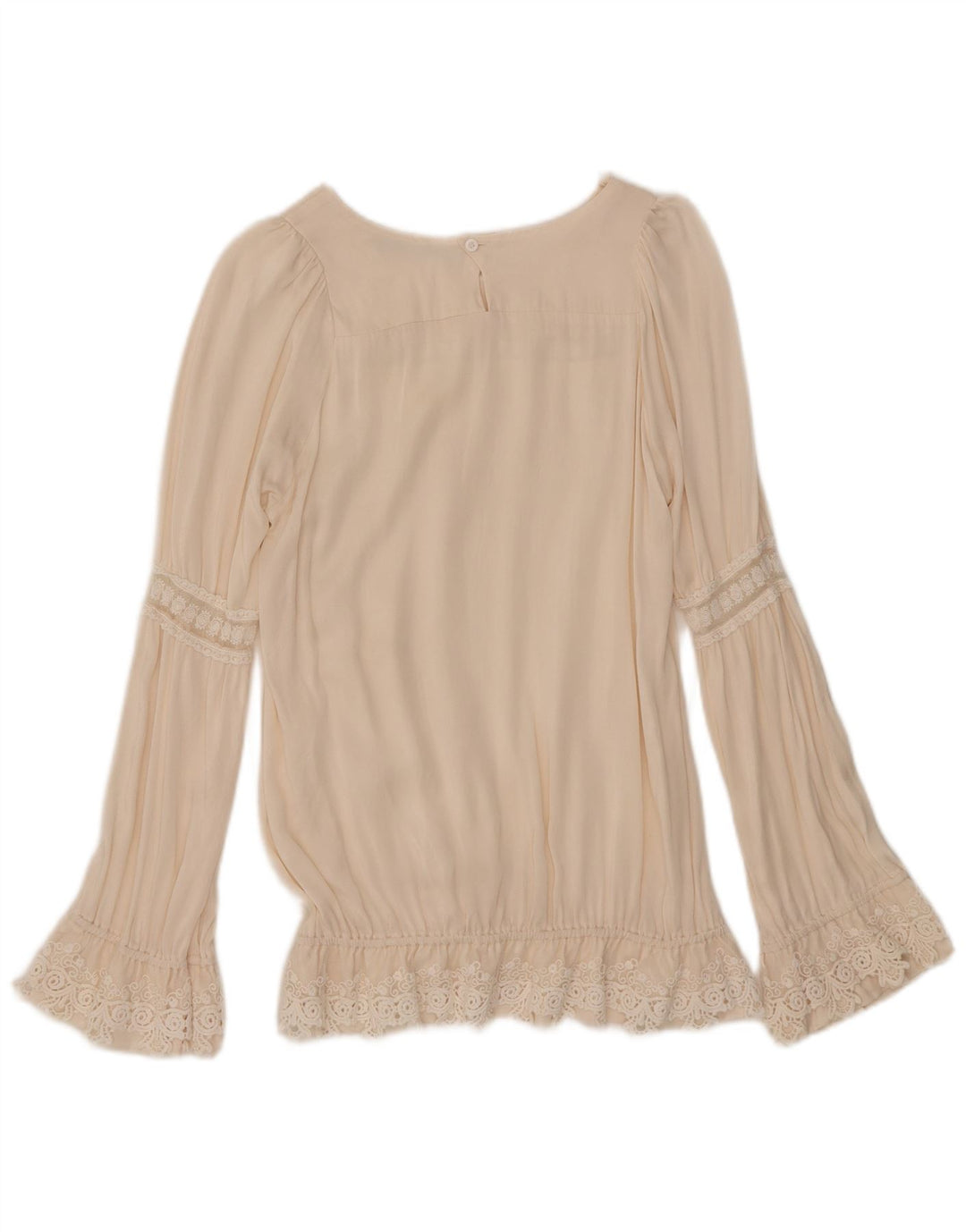 Vintage Dame Langærmet Bluse Top IT 40 Small Off White