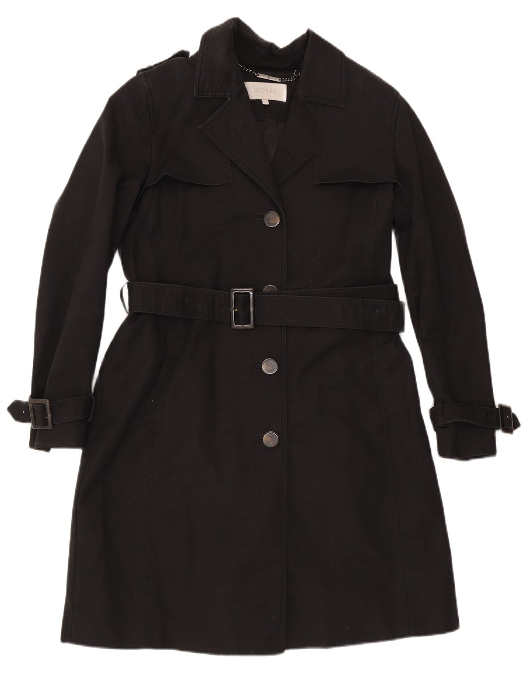 Hobbs Damen Trenchcoat UK 12 Mittelschwarze Baumwolle