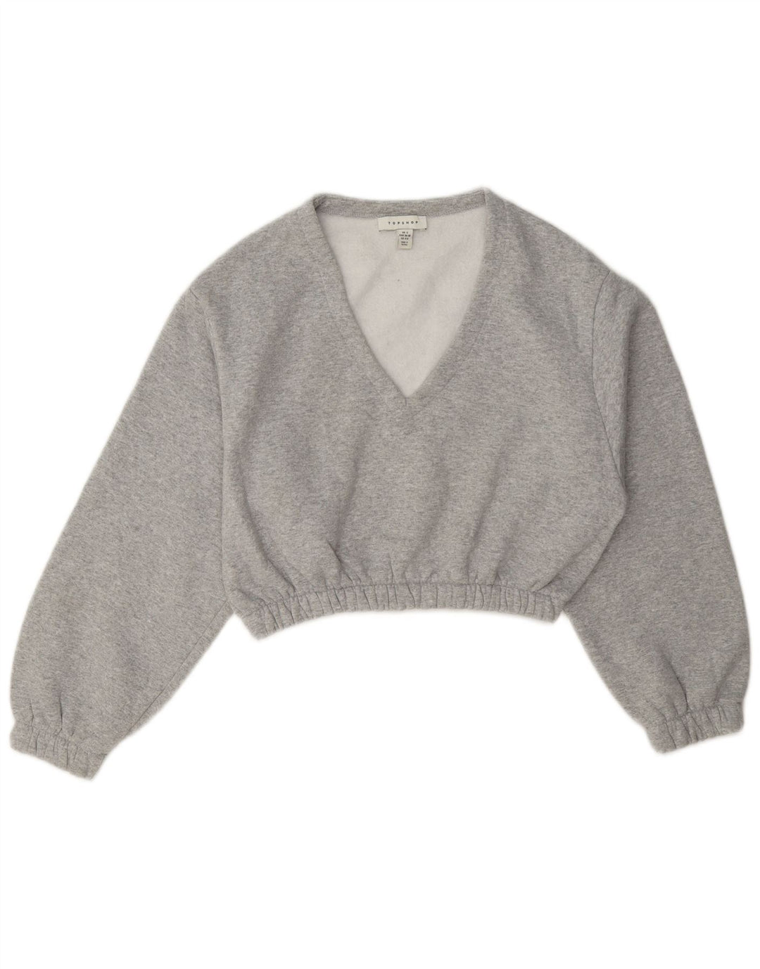 Topshop Damen Crop Oversized Sweatshirt Pullover UK 10 Small Grau Polyester