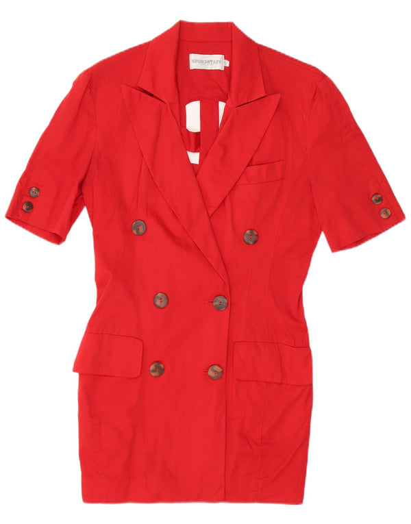 Sportstaff Womens Longline 1/2 Sleeve Shirt Dress IT 42 Medium Red Cotton