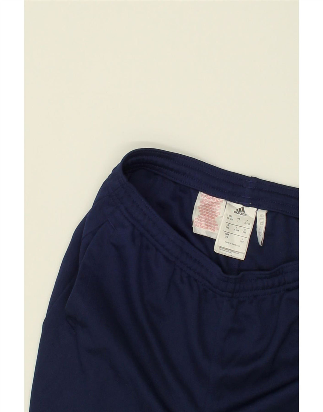 ADIDAS Boys Climalite Tracksuit Trousers 13-14 Years Navy Blue Polyester Vintage Adidas and Second-Hand Adidas from Messina Hembry 