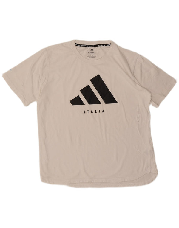 Adidas Herren Italia Regular Fit Graphic T-Shirt Top Large Weiß Baumwolle