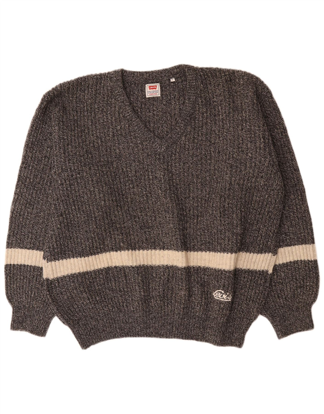 Levi's Uomo Maglione con scollo a V Maglione grande in lana color block grigio