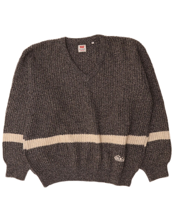 Levi's Uomo Maglione con scollo a V Maglione grande in lana color block grigio