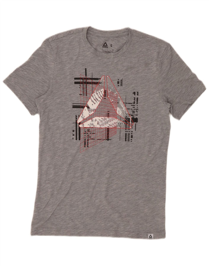REEBOK Herre grafisk T-shirt Top Lille grå Flecked Polyester
