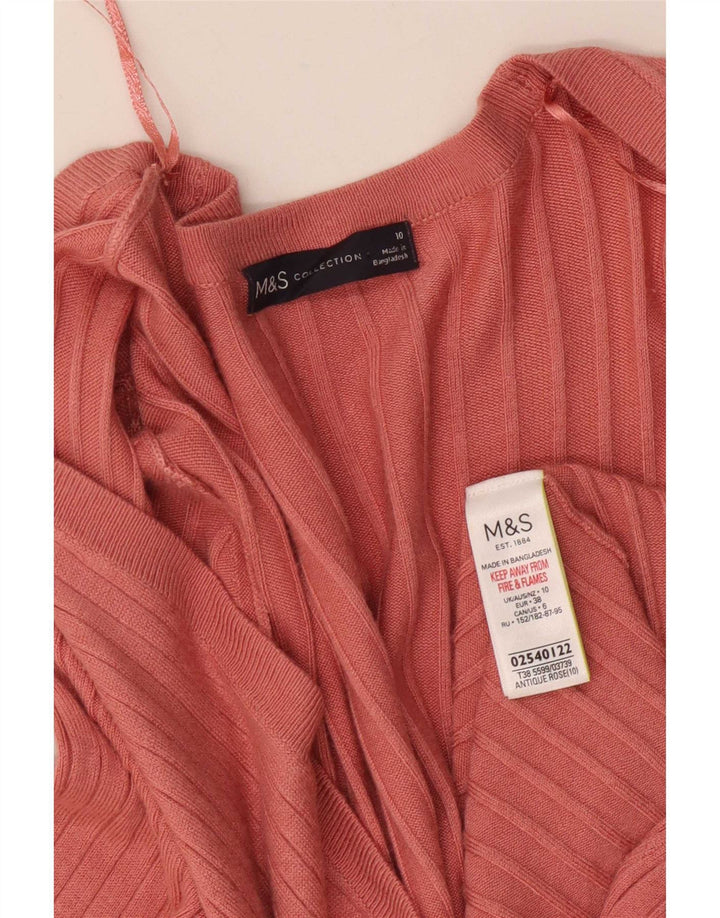 Maglione cardigan aperto lungo da donna Marks & Spencer UK 10 piccolo rosa