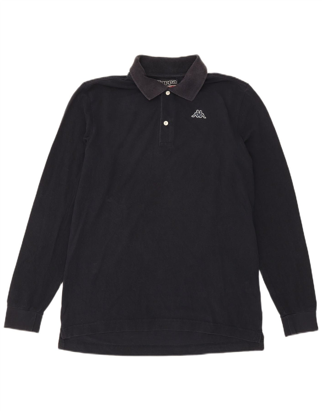 Kappa Mens Long Sleeve Polo Shirt Medium Navy Blue Cotton
