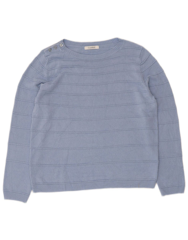 Marks & Spencer Dame Classic Boat Neck Jumper Sweater UK 12 Medium Blue