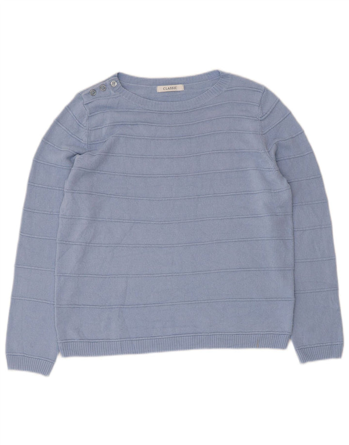 Marks & Spencer Womens Classic Boat Neck Jumper Sweater UK 12 Medium Blue