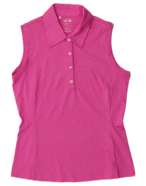 Polo senza maniche Adidas Climalite da donna UK 10 piccola rosa