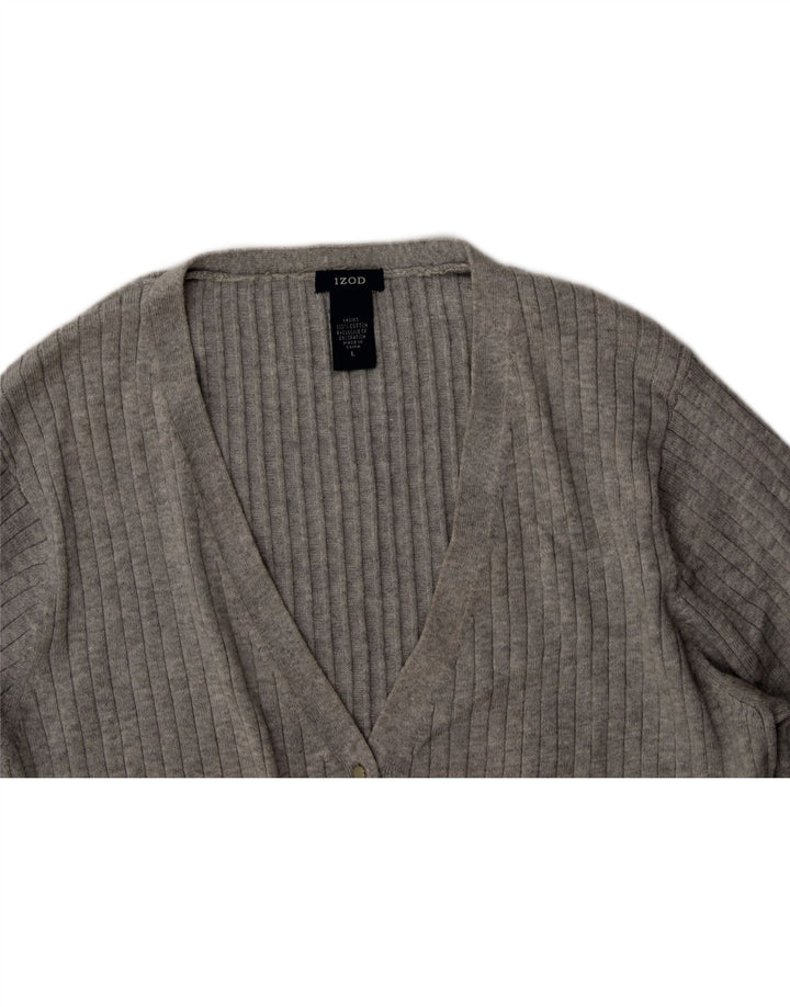 IZOD Womens Cardigan Sweater UK 16 Large Grey Cotton Vintage Izod and Second-Hand Izod from Messina Hembry 