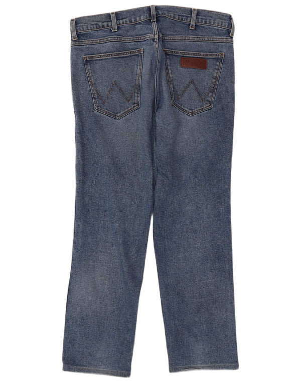 Wrangler Mens Greensboro Straight Jeans W34 L29 Azul Marinho Algodão