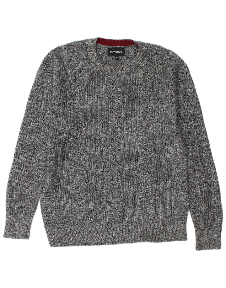 BONOBOS Mens Crew Neck Jumper Sweater Medium Grey Flecked Cotton