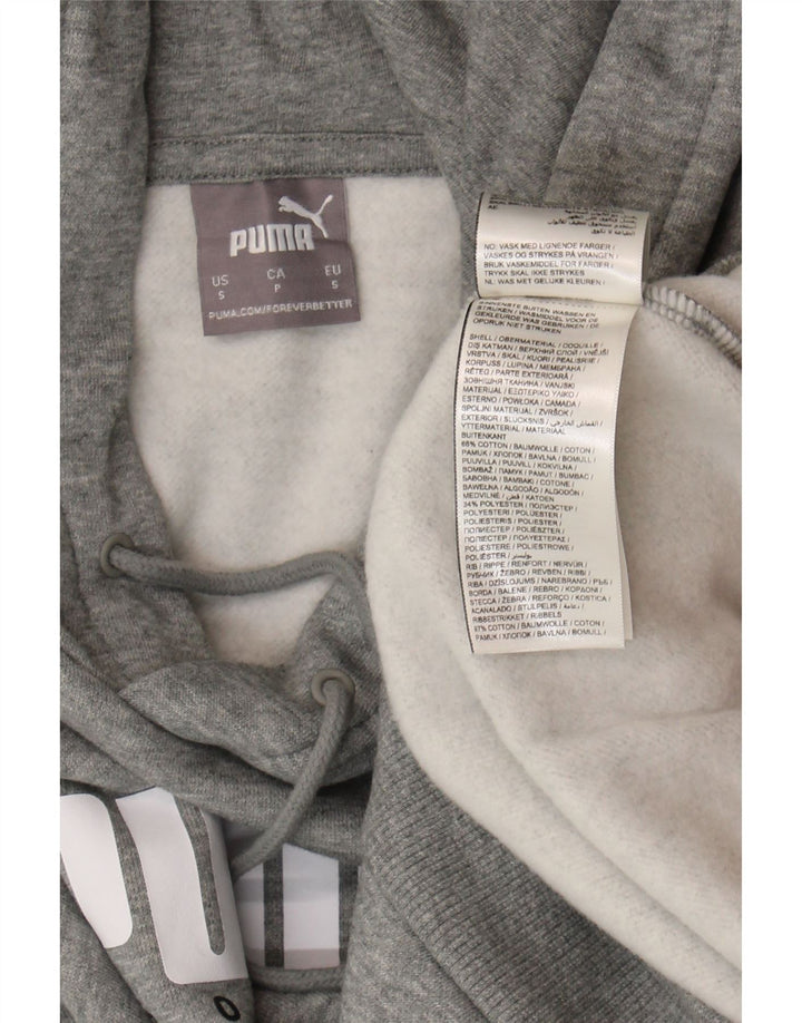 Puma Mens Graphic Hoodie Jumper Small Grey Cotton