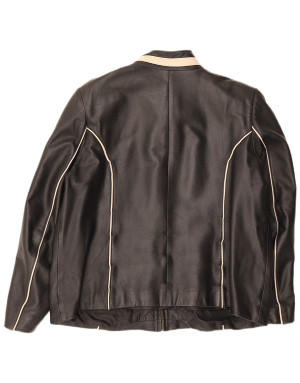 Jaqueta de couro masculina vintage IT 46 pequeno bloco colorido preto