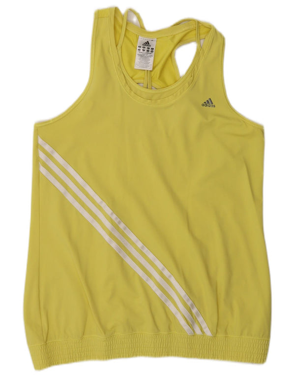 Adidas Womens Climacool Vest Top UK 16/18 Large Yellow Polyamide