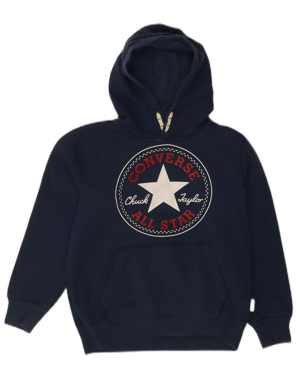 Converse Jungen-Kapuzenpullover mit Grafik und Kapuze, 8–9 Jahre, Größe S, marineblaue Baumwolle