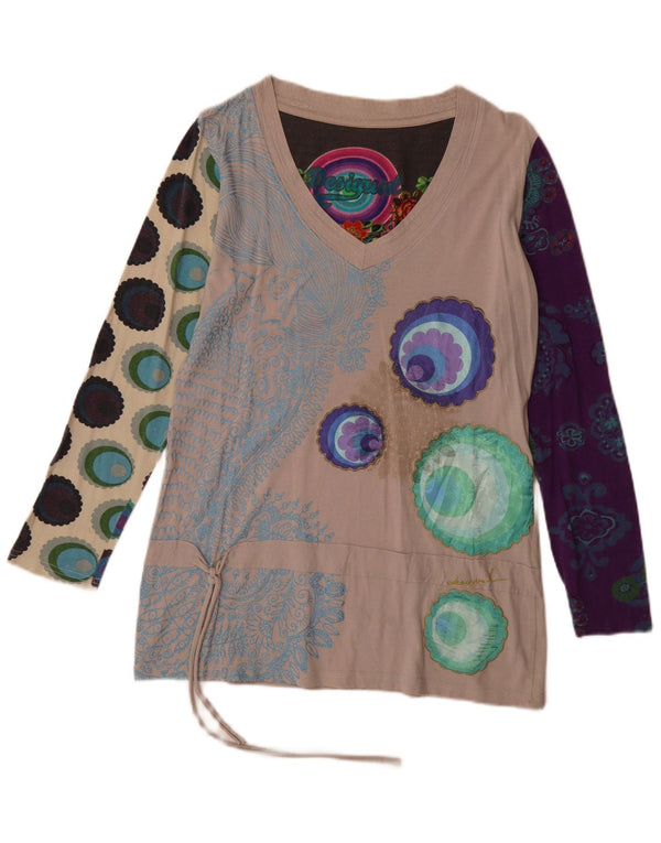 Desigual női absztrakt mintás tunika felső UK 18 XL bézs pamut