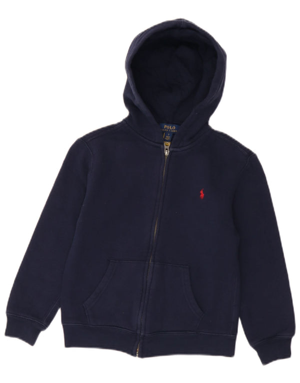 Polo Ralph Lauren Maglione con cappuccio e zip per ragazzi 6-7 anni in cotone blu navy