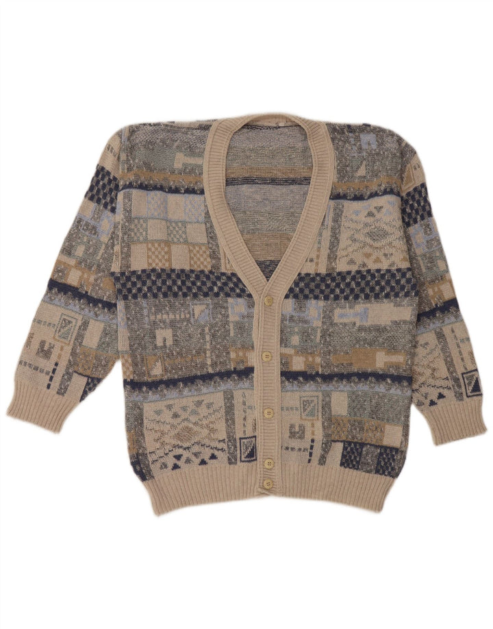 Vintage Mens Cardigan Sweater Medium Multicoloured Geometric