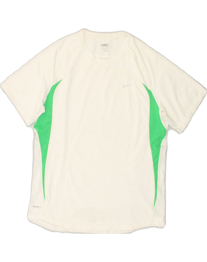 NIKE Womens T-Shirt Top UK 16 Large White Colourblock Polyester | Vintage Nike | Thrift | Second-Hand Nike | Used Clothing | Messina Hembry 