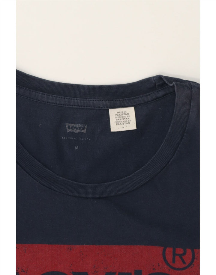 LEVI'S Mens Graphic T-Shirt Top Medium Navy Blue Cotton Vintage Levi's and Second-Hand Levi's from Messina Hembry 