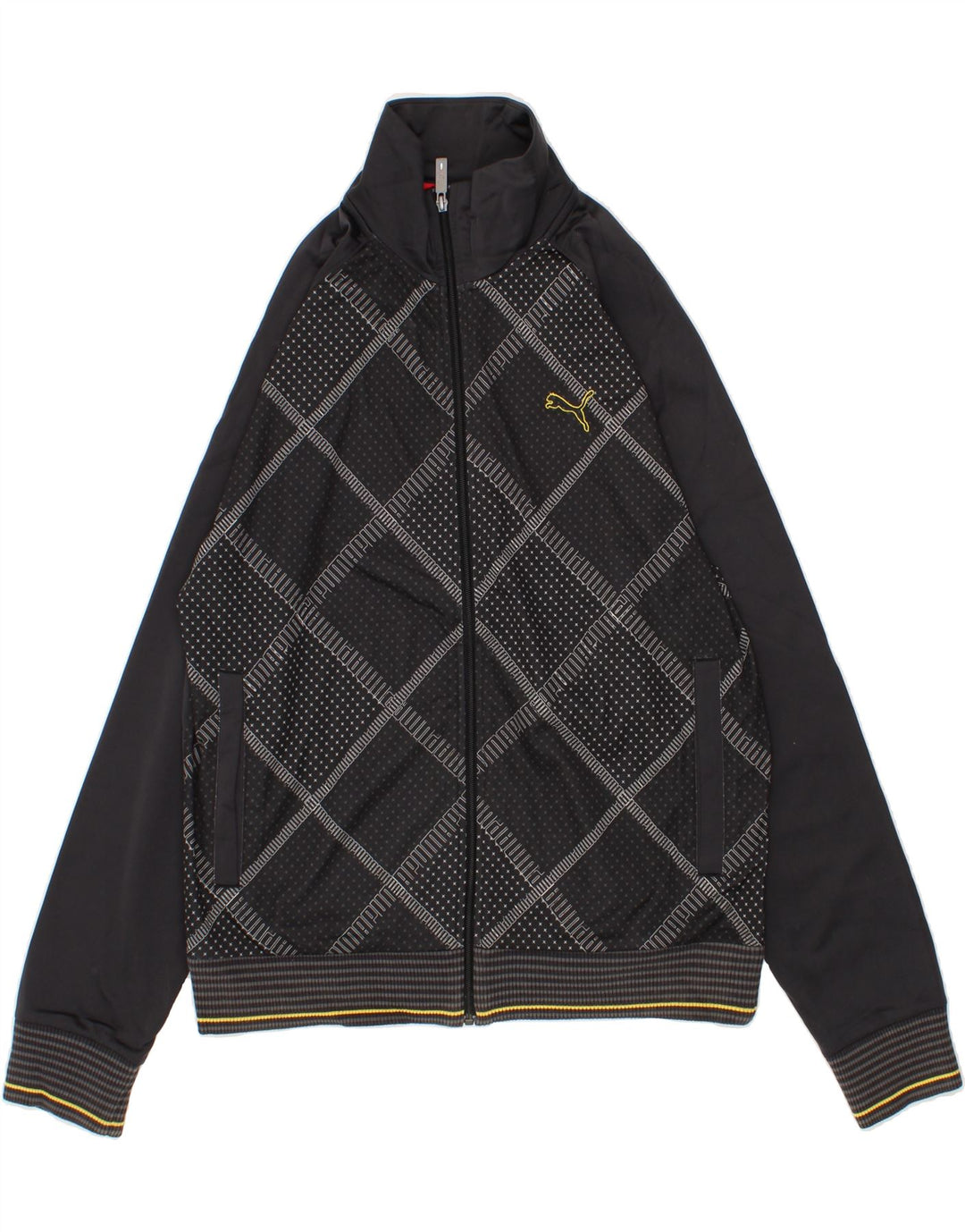 PUMA Mens Graphic Tracksuit Top Jacket Large Grey Geometric Polyester