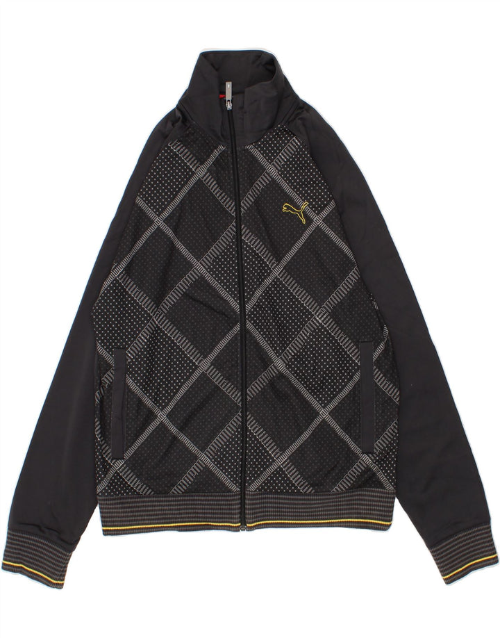 PUMA Mens Graphic Tracksuit Top Jacket Large Grey Geometric Polyester