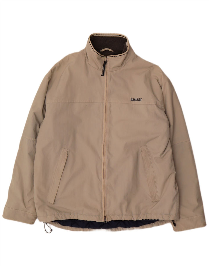 Woolrich Mens Windbreaker Jacket UK 42 XL Beige Nylon
