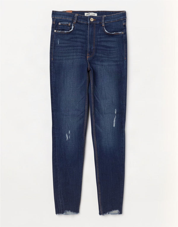 Zara femei Trafaluc blugi skinny distressed EU 38 Small W28 L27 Bleumarin