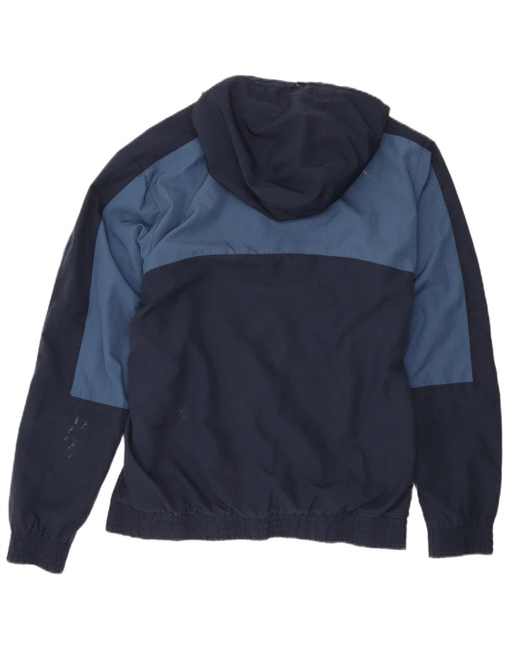 Umbro Mens Hooded Rain Jacket UK 42 XL Navy Blue Colourblock Polyester