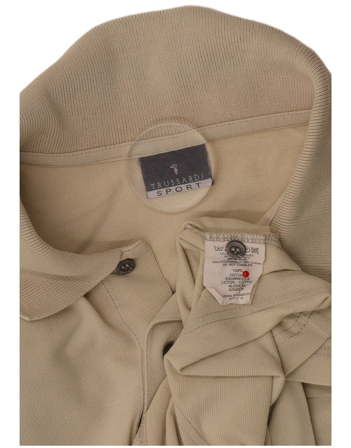 Trussardi Mens Polo Shirt XL Beige Cotton