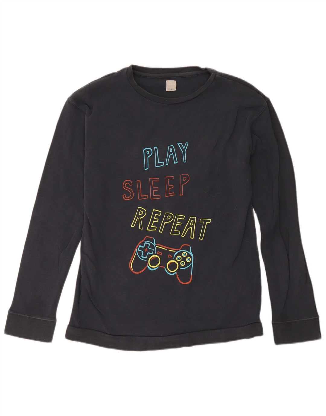 John Lewis Boys Graphic Top Long Sleeve 12-13 Years Grey Cotton