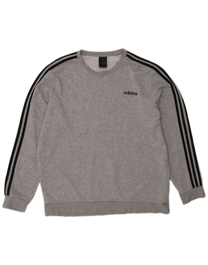 Adidas Mens Sweatshirt Jumper XL Grey Flecked Cotton