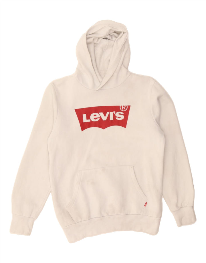 LEVI'S Boys Graphic Hoodie Jumper 15-16 Years White Cotton Vintage Levi's and Second-Hand Levi's from Messina Hembry 