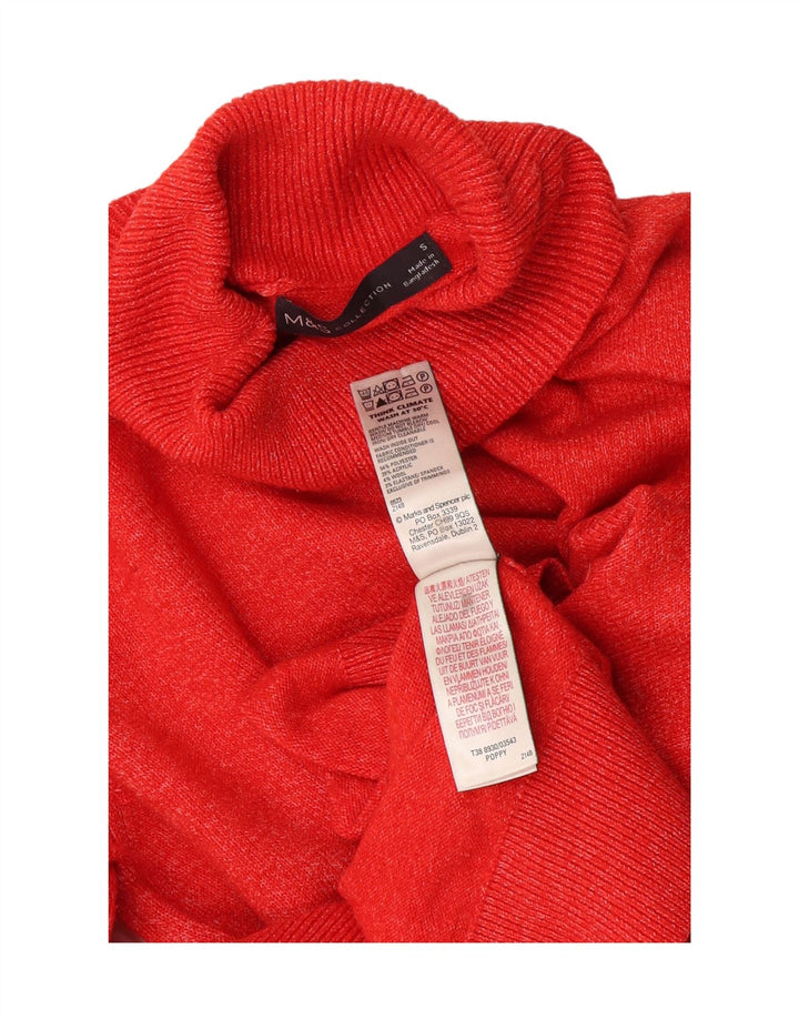 Marks & Spencer Womens Roll Neck Jumper Sweater UK 10 Small Red Flecked