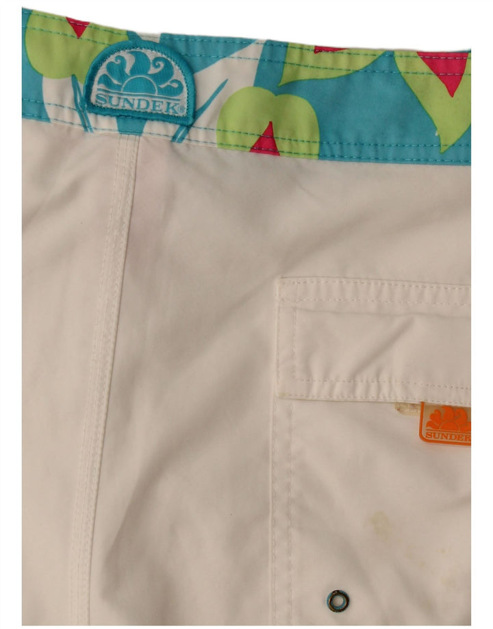 Sundek Mens Swimming Shorts Large  White Floral Polyester