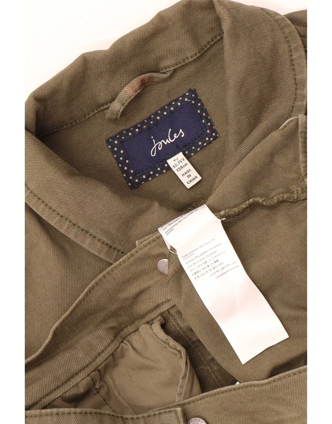Joules Boys Denim Jacket 8-9 Years Khaki Cotton