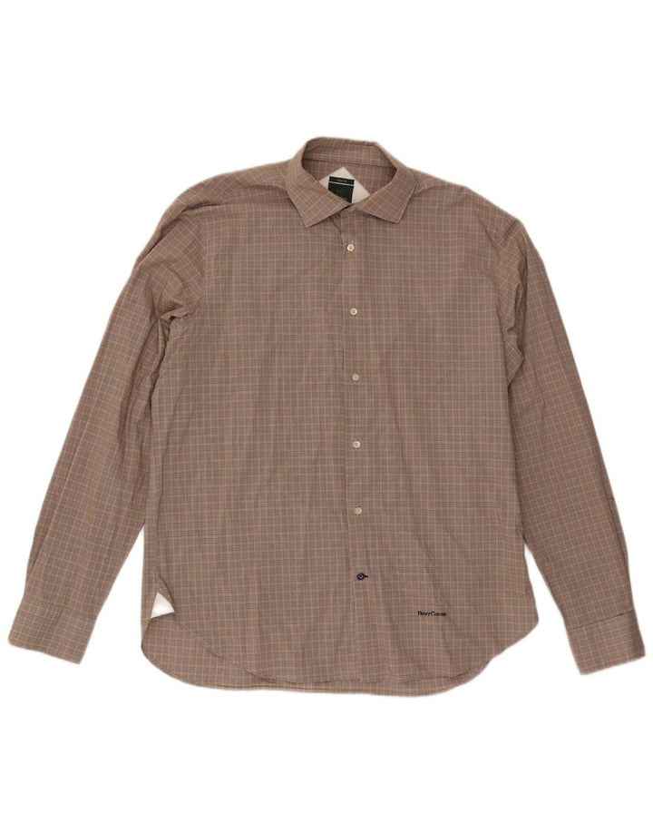Henry Cottons Mens Slim Fit Shirt Size 43 Large Grey Check