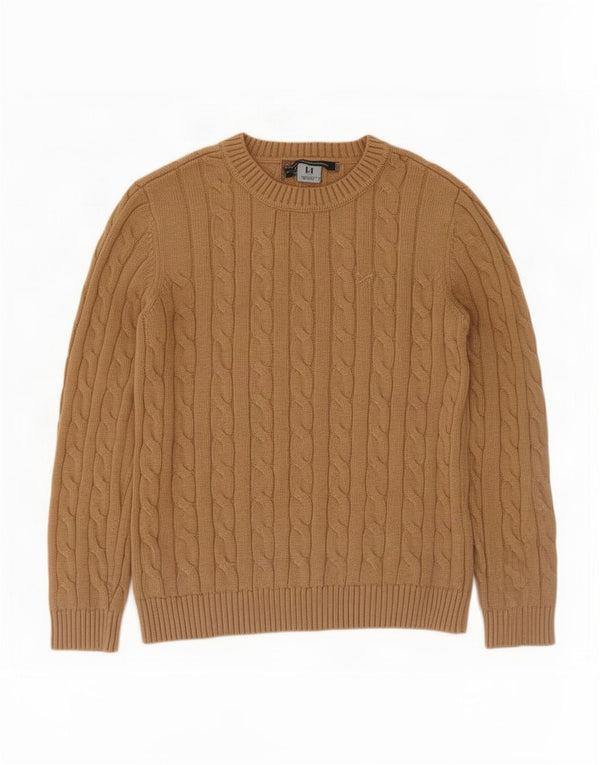 Crew Clothing Damski sweter z dekoltem w łódkę UK 14, duży, beżowy, bawełniany
