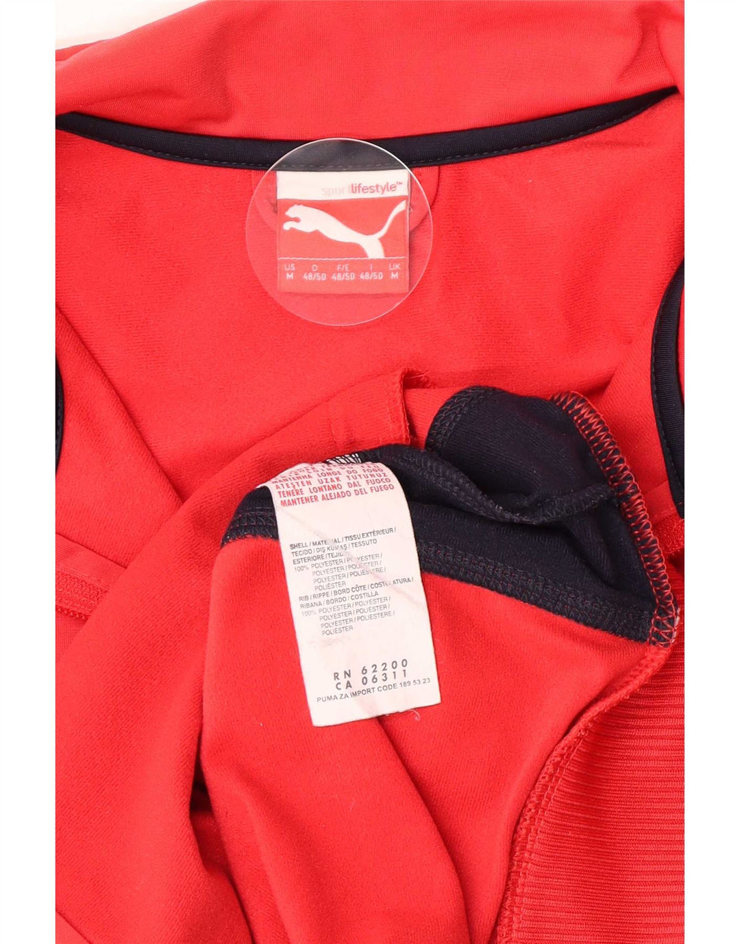 Puma Veste de Survêtement Homme Rouge Moyen Polyester Colorblock