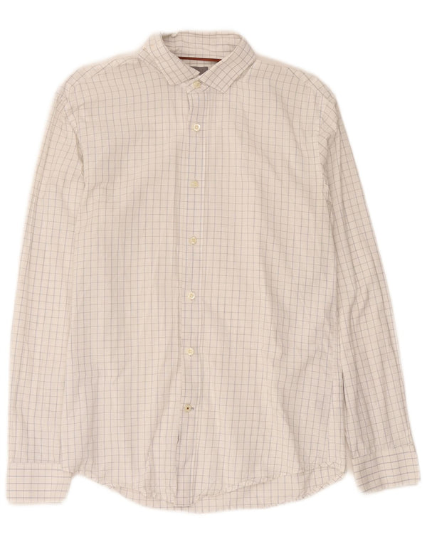 Dockers Mens Shirt Medium Off White Check Cotton