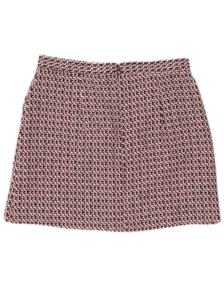 Topshop Womens Mini Skirt UK 14 Large W32 Pink Chevron Polyester