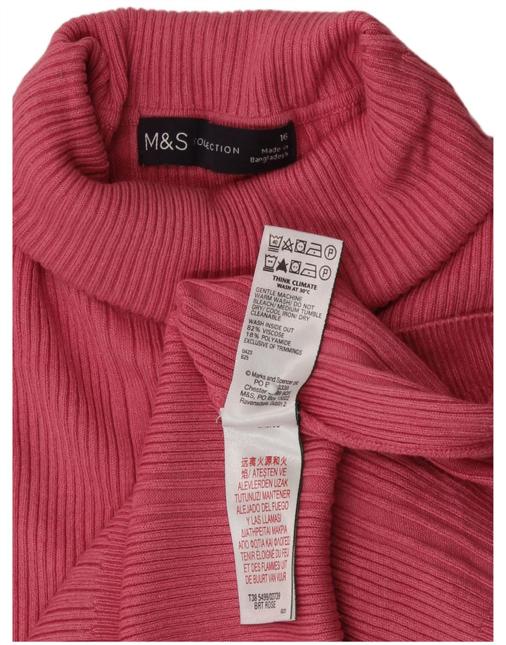 Marks & Spencer Womens Roll Neck Jumper Sweater UK 16 Large  Pink Viscose