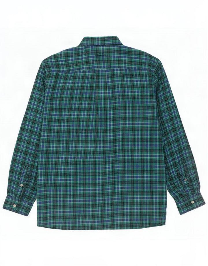 Chemise vintage pour homme à carreaux verts en polyester