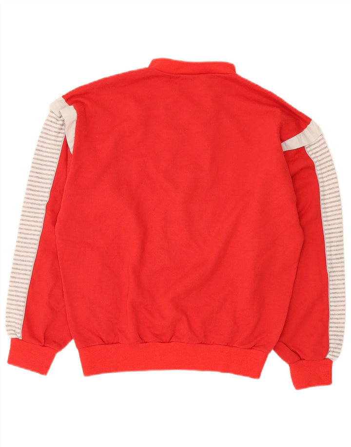 Lotto Mens Button Neck Jumper Sweater Small Red Colourblock Cotton
