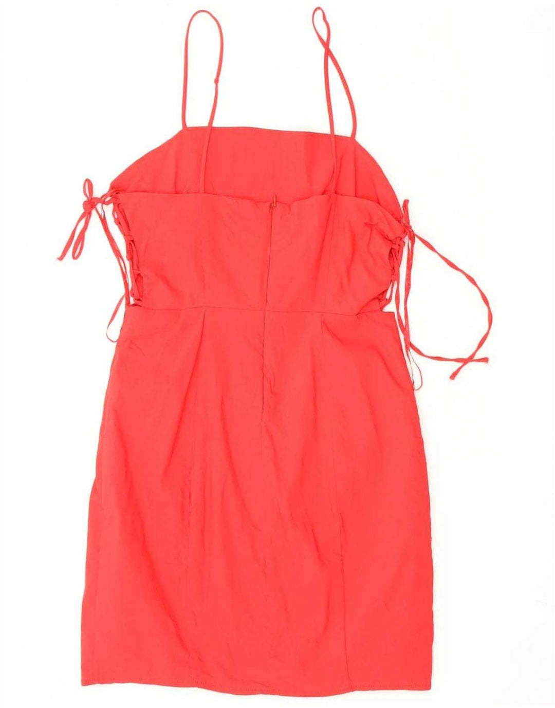 Vestido de verão feminino Zara UK 12 algodão vermelho médio
