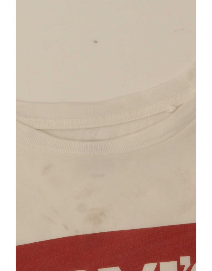 T-shirt grafica da donna Levi's Top UK 12 cotone bianco medio
