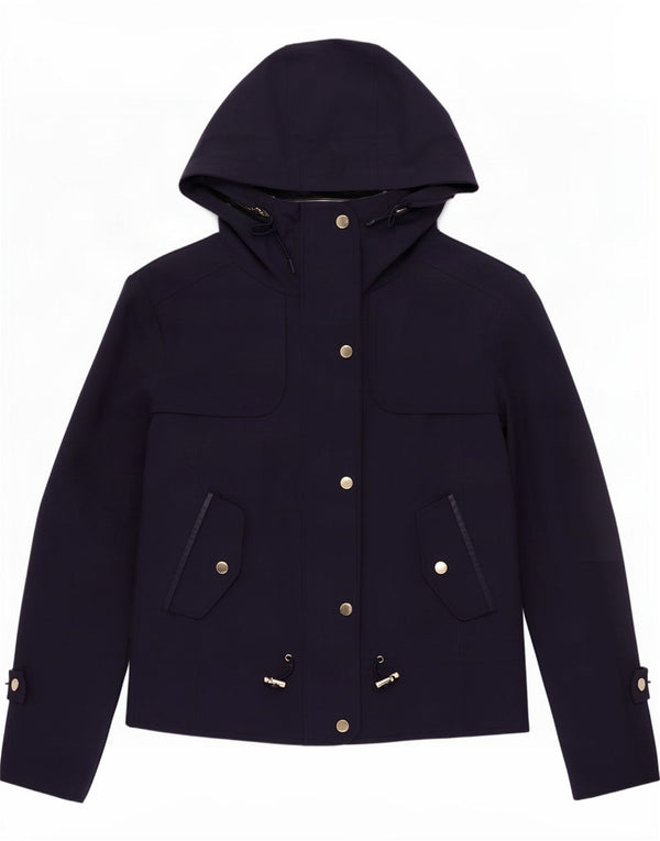 Marks & Spencer Womens Short Hooded Trench Coat UK 12 Medium Navy Blue